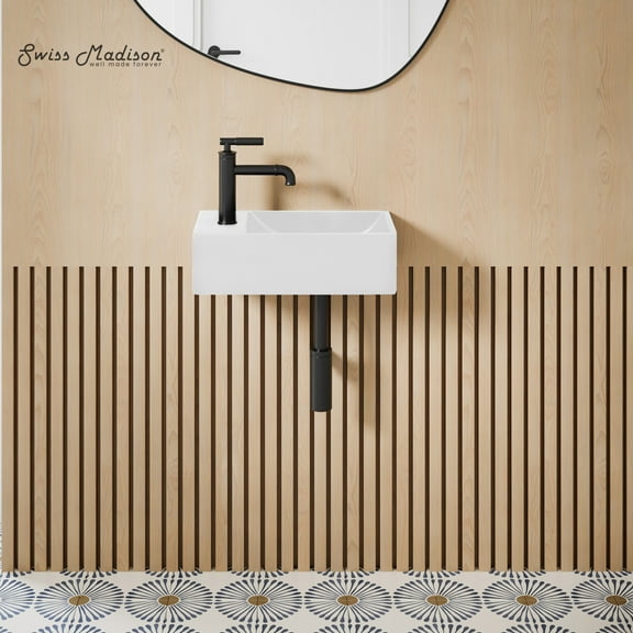 Lisse 16" Concrete Rectangle Wall-Mounted Sink with Left Side Faucet Mount in Matte White