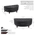 thumbnail image 2 of Porthos Home  Kuro Half Moon Fabric Storage Ottoman Bench with Rubberwood Legs Black, 2 of 5