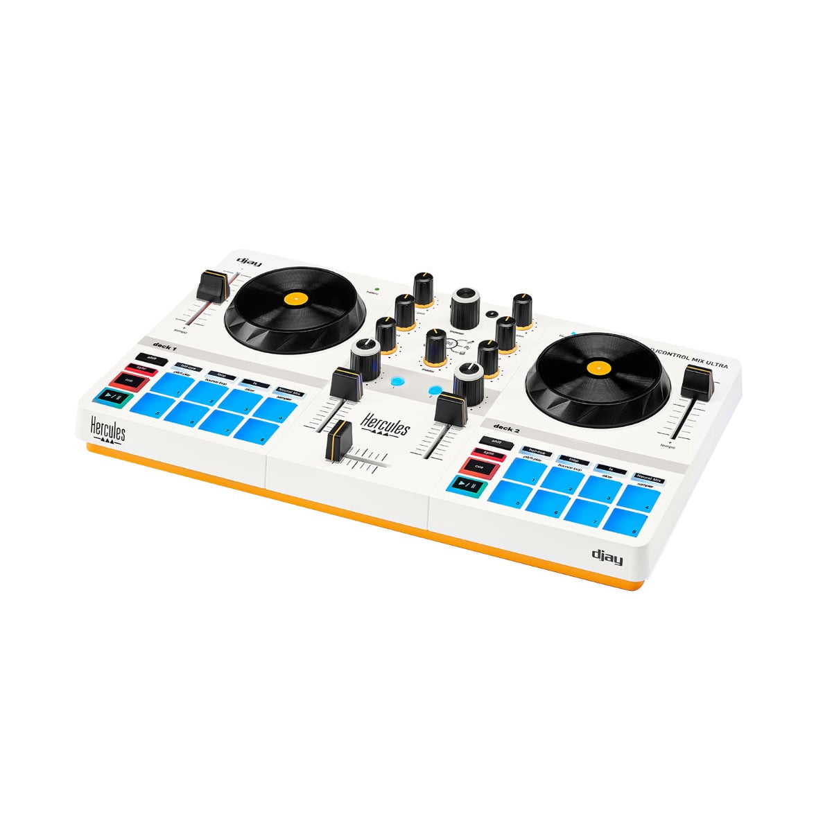 Hercules DJControl Mix Ultra Compact Battery Powered DJ Mixer with Headphones Package
