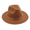 thumbnail image 5 of Skymirror Performance Hat Thick Chain Decor Dome Solid Color Jazz Hat Wide Brim Retro Photo Prop Fedora Winter Autumn Panama Cap, 5 of 8