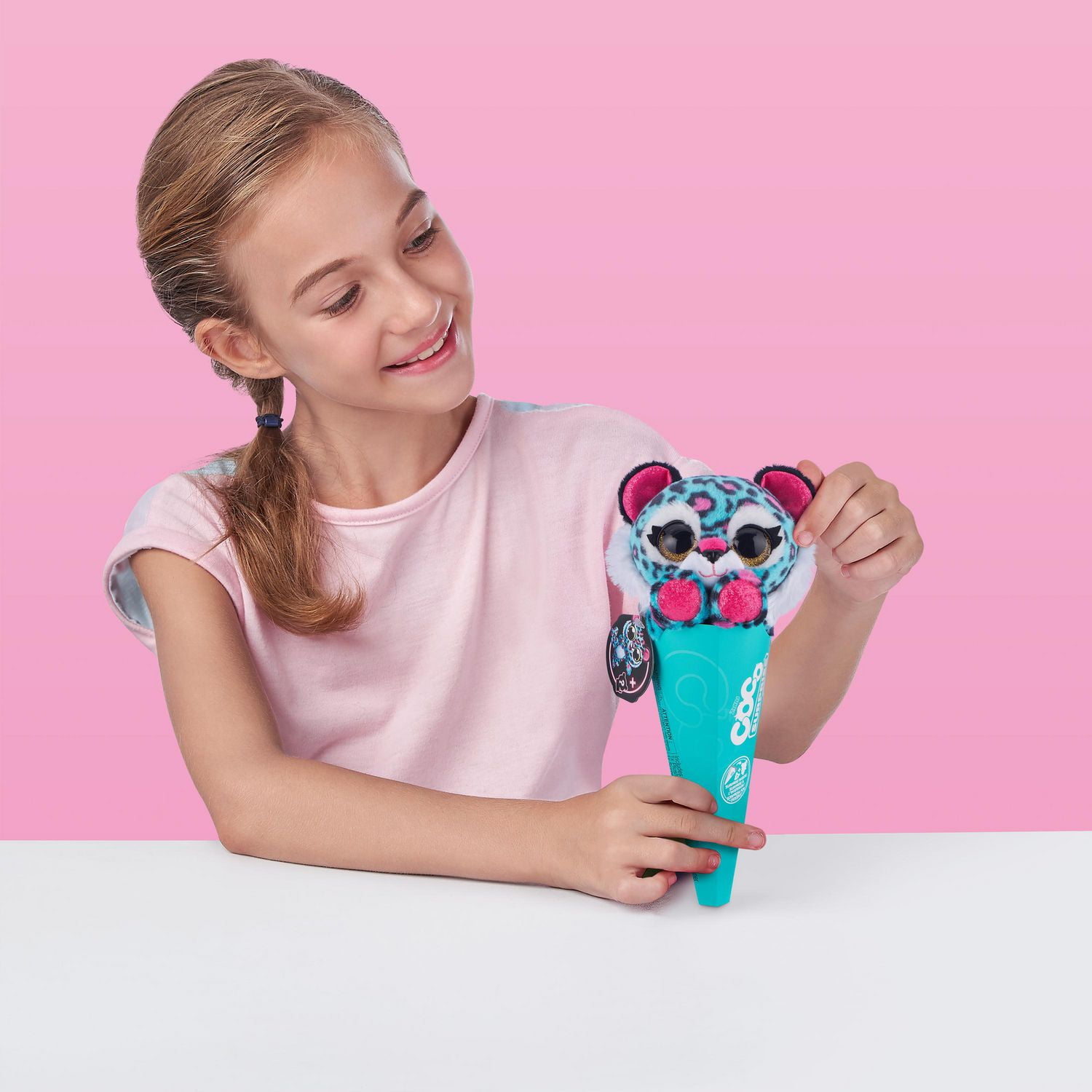 Coco Surprise Neon Plush Toy with Baby Collectible Pencil Topper Surprise in Cone