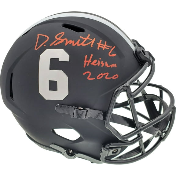 Devonta Smith Autographed Alabama Crimson Tide Eclipse Black Full Size Speed Replica Helmet "Heisman 2020" Beckett BAS 189557