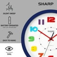 thumbnail image 6 of SHARP Colorful Kids Wall Clock 10 Inch Silent Non Ticking Quartz Battery Operated, Easy to Read 3D “Refrigerator Magnet” Style Multi Colored Numbers - Kids Room, Nursery Classroom Office, Blue Case, 6 of 7