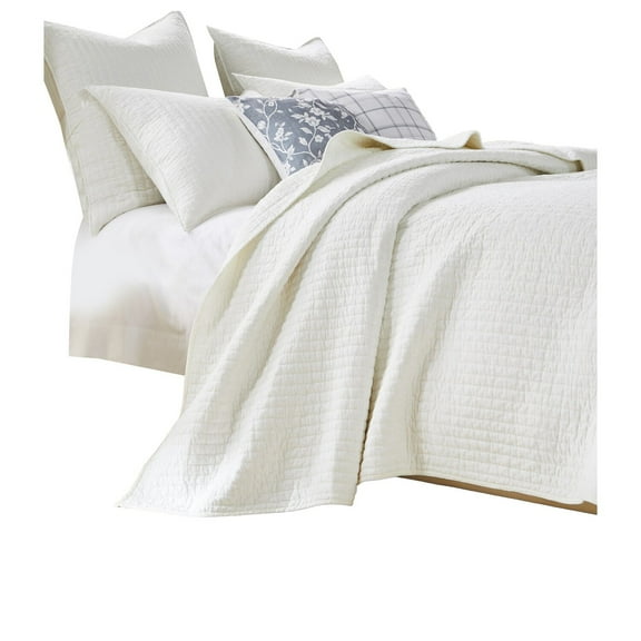 Xumi 2pc Twin Quilt and Pillow Sham Set - Channeled - Antique White Cotton