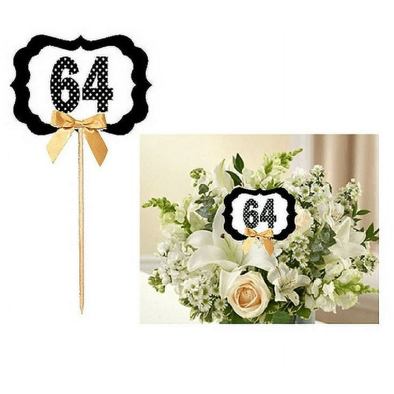 64th Birthday / Anniversary Table Decoration Party Centerpiece Pick - Set of 6