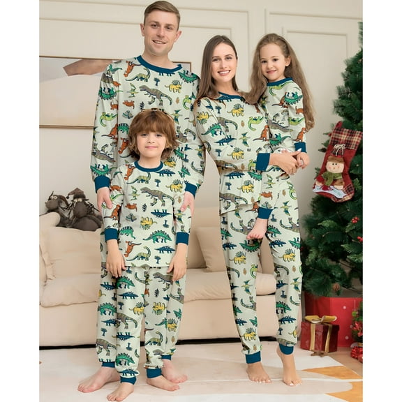 Hotiary Christmas Family Pajamas Sets, Christmas Family Matching Pajamas Sleepwear, Xmas Holiday Dinosaur Print Family Pjs Jammies Nightwear Loungewear for 3M-4XL