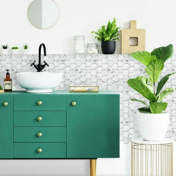 Carrara Marble Hexagon Peel and Stick Backsplash