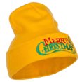 thumbnail image 4 of Merry Christmas Mistletoe Embroidered Long Beanie - Yellow OSFM, 4 of 5