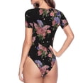 thumbnail image 4 of Daiia Bouquet print Women's Crew Neck Short Sleeve Bodysuit Fashion Tops Fit Casual Basic Extender Bodysuit-XX-Large, 4 of 9