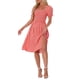 thumbnail image 2 of Vestido Gingham con Fruncido Inspire Chic para Mujer, Cuello Cuadrado, Con Abertura Lateral, Vestidos de Cuadros Casual XS Rojo, 2 of 6