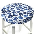 thumbnail image 3 of Bingfone Blue Ink Flowers Padded Round Bar Stool Cover Cushion with Elastic Fabric Round Chair Seat - Blue Ink Flowers, 3 of 7