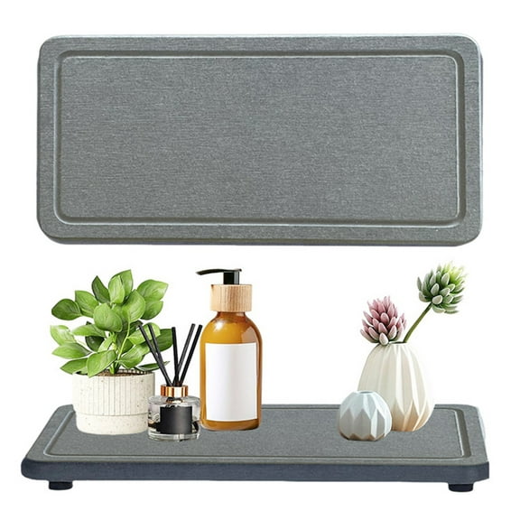 Hariumiu 2Pcs Water Absorbing Stone Tray Quick Drying Diatomite Sink Coasters Anti-Slip Kitchen Sponge Holder Bathroom Vanity Trays