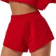 thumbnail image 1 of Pantalones cortos deportivos para mujer, cintura alta elástica, ropa deportiva de secado rápido para correr, trotar, rojo, XL, 1 of 8
