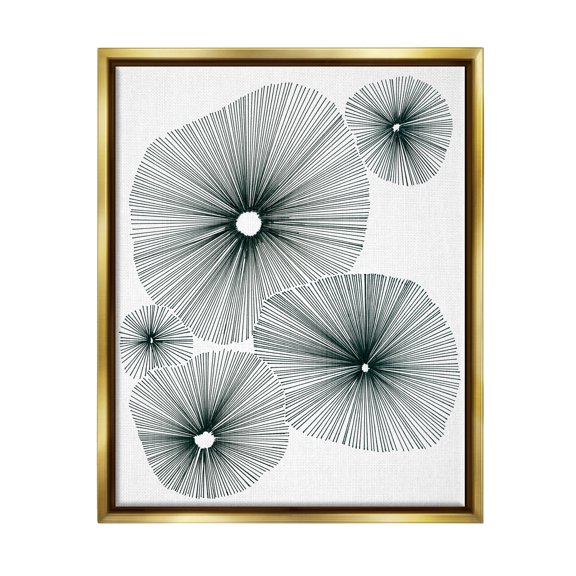 Stupell Industries Abstract Overlapping Flower Shapes Botanical & Floral Drawing Gold Floater Framed Art Print Wall Art