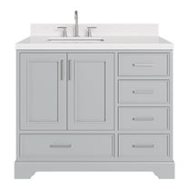 Ariel Stafford 42 Inch Single Left Offset Rectangle Sink Bathroom Vanity With Carrara White Quartz Countertop 1.5 Edge In Grey