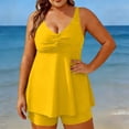 thumbnail image 2 of Amzcrzy Plus Size Swimsuit for Women Trendy V Neck Sleeveless Top and High Waisted Shorts Womens Bathing Suits Modest Solid Color Two Piece Swimsuit Tummy Control Beach Tankinis Swimwear 2XL, 2 of 6