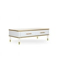 thumbnail image 4 of Modern White/Gold tone Sintered Matte Stone Top Coffee Table W/ Drawer, 4 of 4