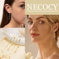thumbnail image 3 of Aretes NECOCY chapados en oro de 14K, colgantes, cadena larga, 3 of 6