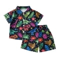 thumbnail image 2 of Boys Outfits 2 Piece Dinosaur Print Turn Down Collar Short Sleeve Buttons Shirt Top And Shorts for Casual Wear Baby Boys' Clothing Sets Black 2-3 Years, 2 of 4