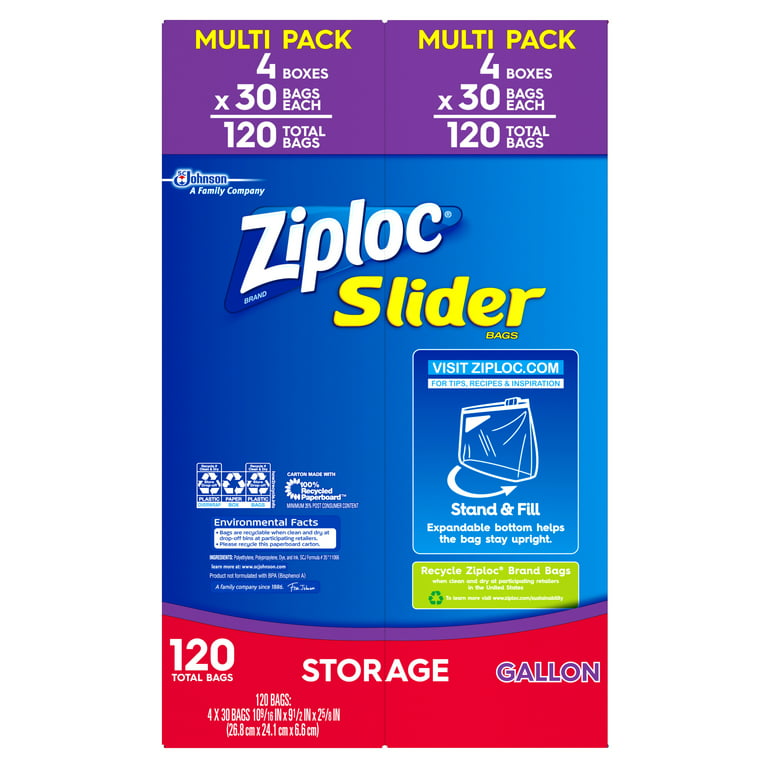  Hefty Slider Storage Bags, Gallon Size, 30 Count (Pack of 4),  120 Total : Health & Household
