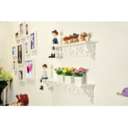 Estink Floating Wall Shelves,White Wood Carved Decorative Wall Mounted Floating Storage Display Wall Shelves Bookshelf,Small