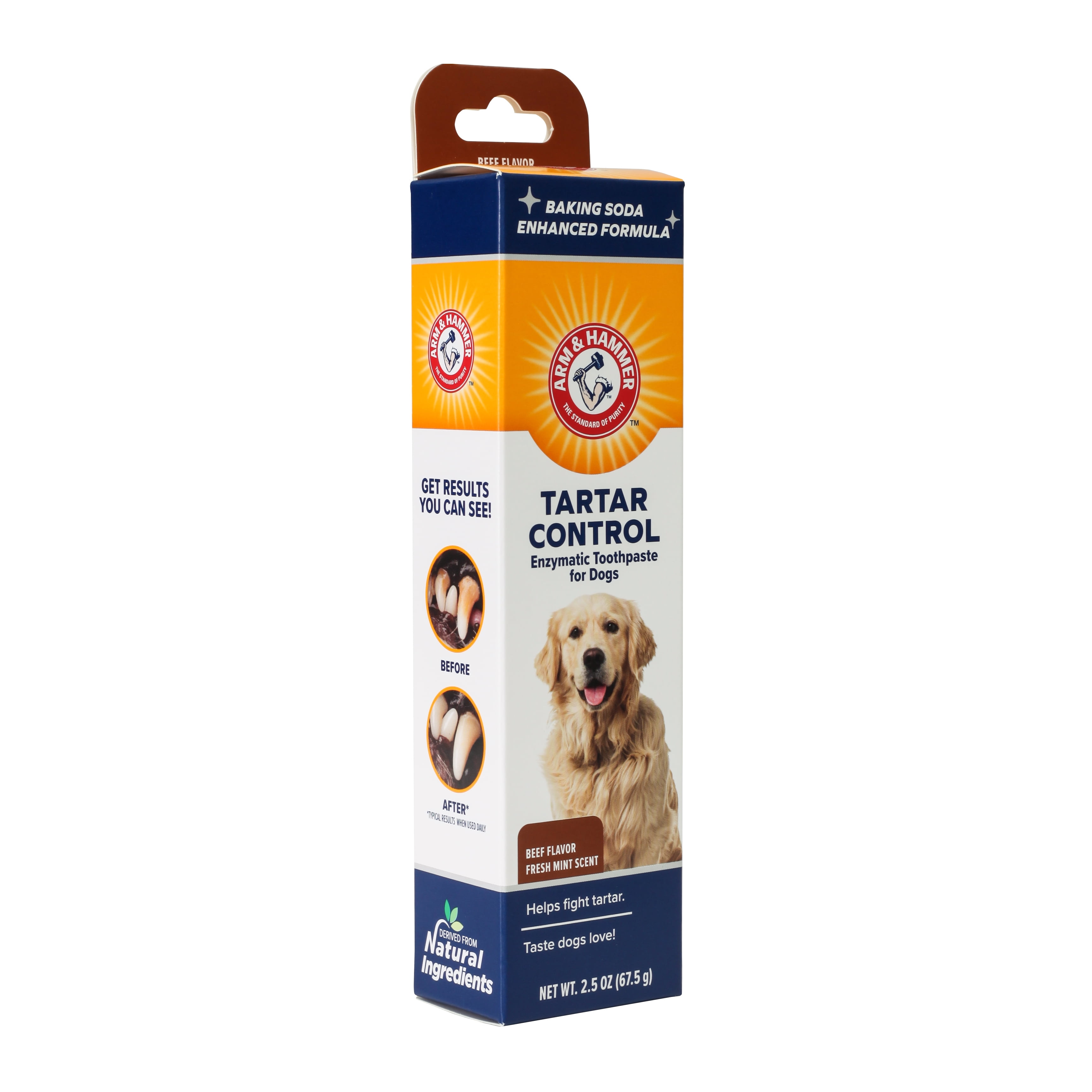 Arm & Hammer Pets Tartar Control Enzymatic Toothpaste for Dogs Puppies Beef Flavor 2.5 oz