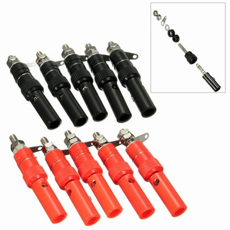 Grtxinshu 10Pcs 4mm Terminal Banana Plug Socket Jack Connectors Instrument Light Tools Black and Red