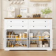 thumbnail image 5 of Hiphuta 55" Wide Coffee Bar with 2 Adjustable Shelves, Modern Farmhouse Sideboard Buffet with 4 Drawers for Living Room, White, 5 of 7