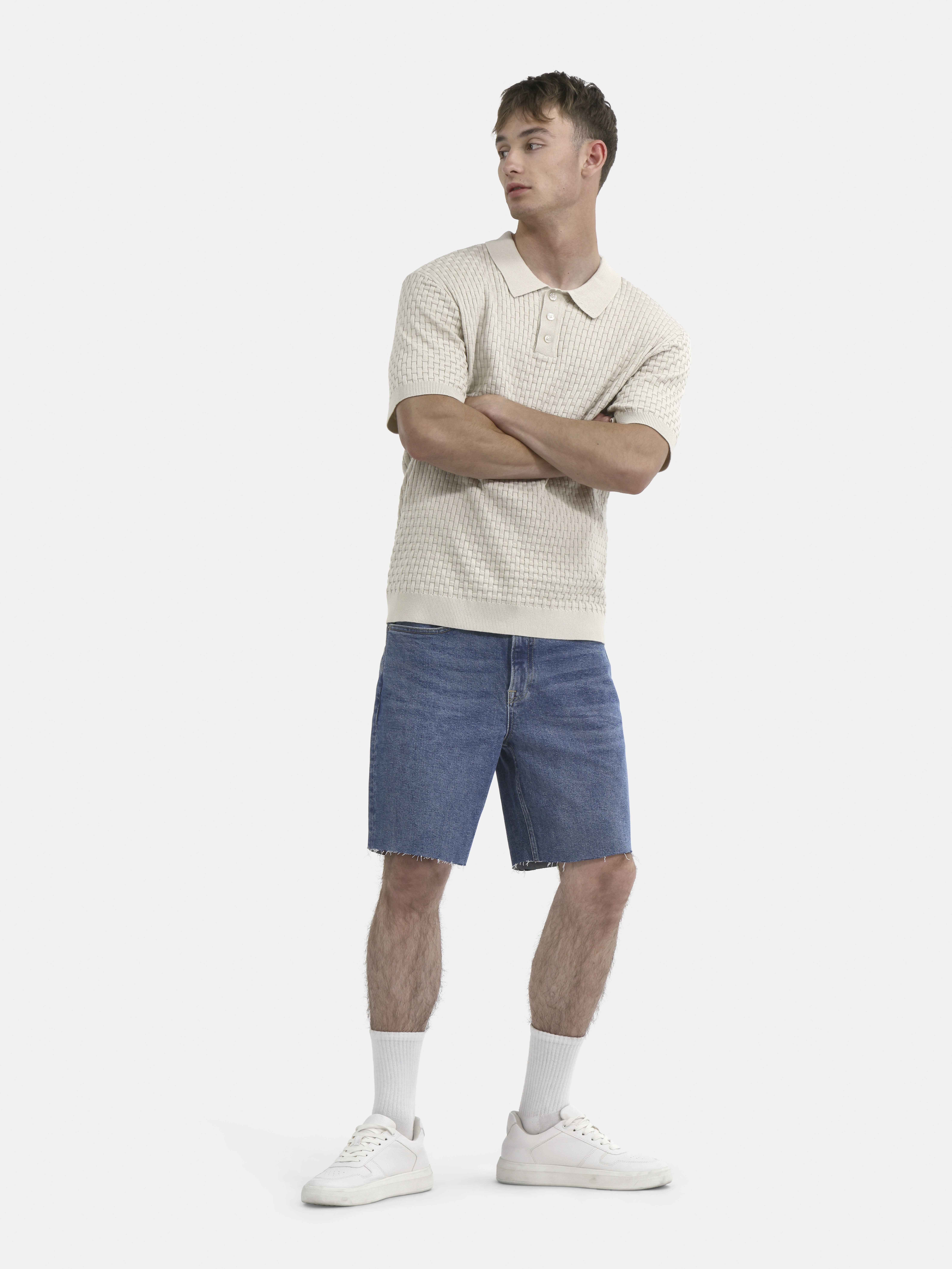 No Boundaries Basket Stich Polo Sweater, Men's and Big Men's