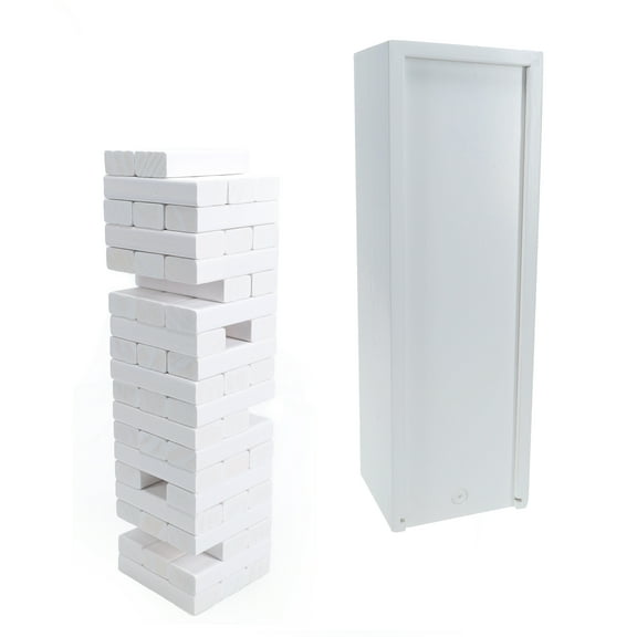 WE Games Wood Block Party Game that Tumbles - 12 in. White Case -  54 White Blocks
