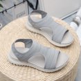 thumbnail image 4 of Sandalias de cuña con punta abierta Sandalias casuales de verano Malla de moda para mujer (42) Gris, 4 of 9