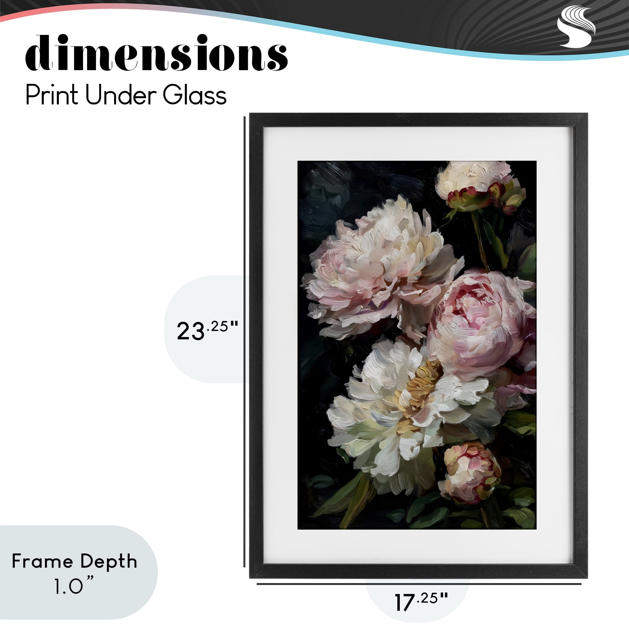 Stupell Industries Soft And Moody Peonies Black Framed Print Under Glass, design by Petal Prints Design