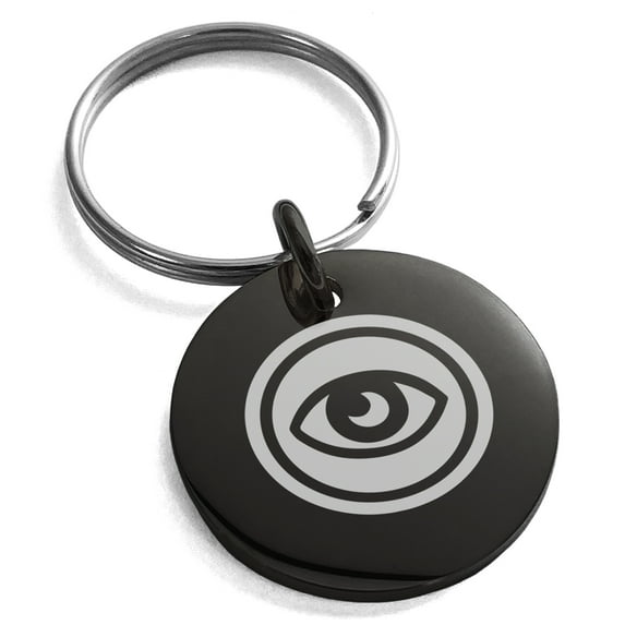 Stainless Steel Telekinesis Element Rune Engraved Small Medallion Circle Charm Keychain Keyring