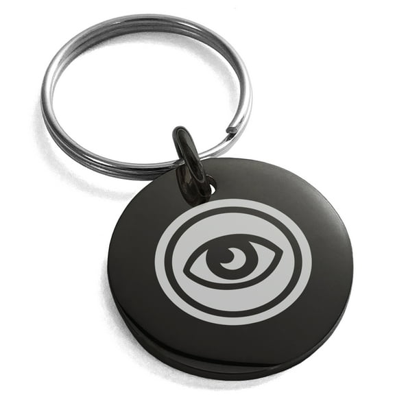 Stainless Steel Telekinesis Element Rune Engraved Small Medallion Circle Charm Keychain Keyring