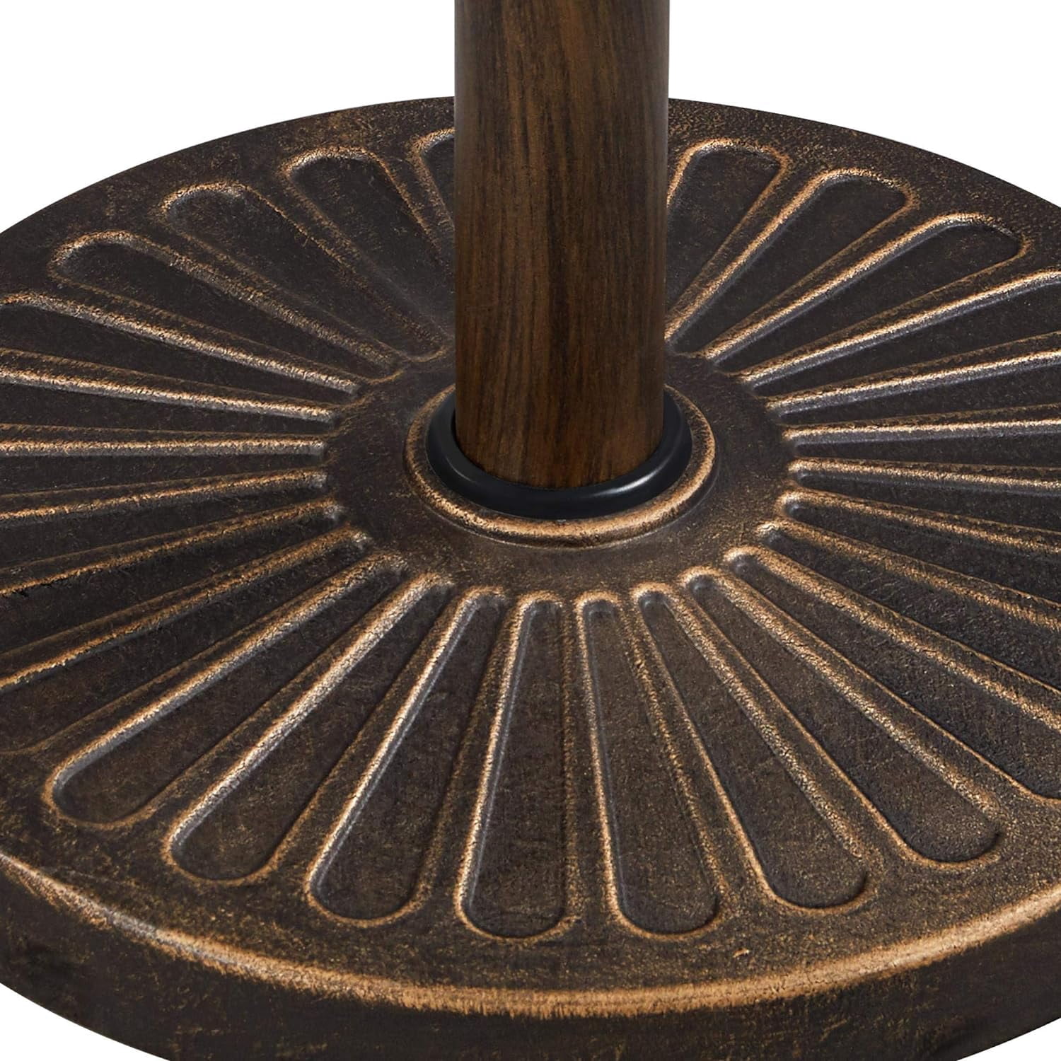 HJTER Round Umbrella Base 18'' Heavy Duty Outdoor Umbrella Stand for Patio, Outdoor, Garden, Lawn - Bronze