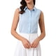 thumbnail image 1 of INSPIRAR CHIC Sin Mangas Camisa de Negocios con Cuello para Mujeres, Body de Botones Color Azul Claro Talla S, 1 of 6