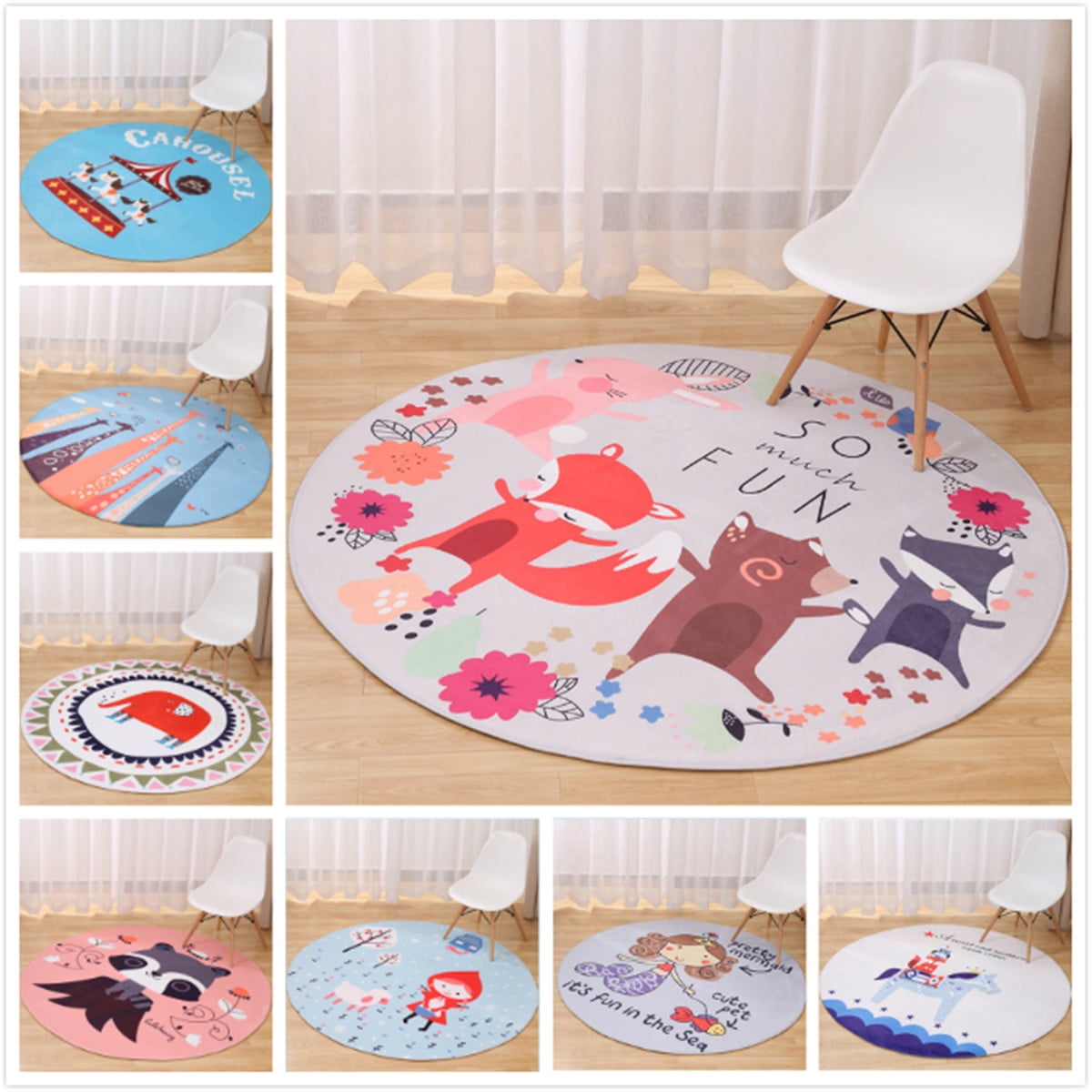 Soft Fluffy Faux Fur Circular Sheepskin Rug Round Floor Mat Available in 5 Size