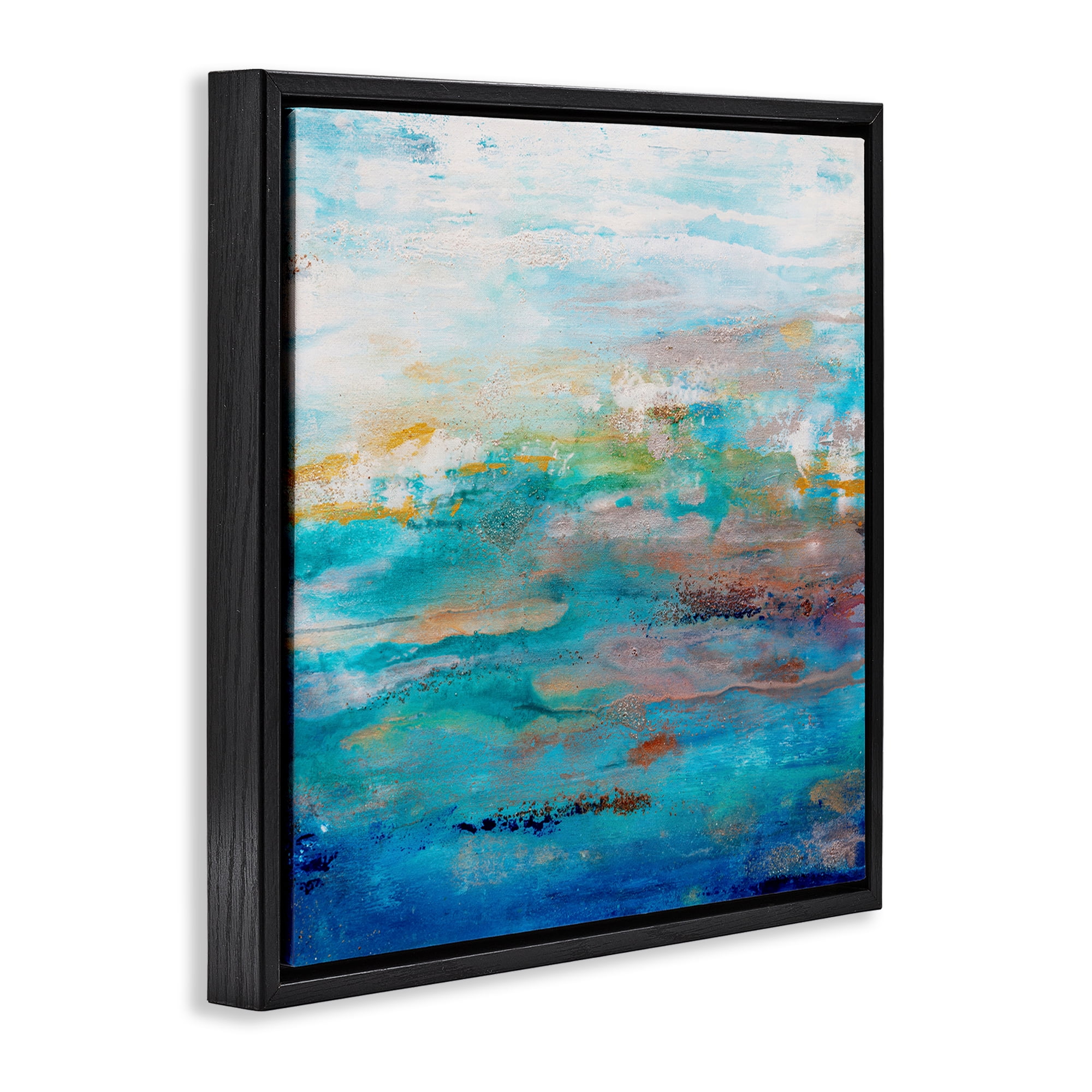 Stupell Industries Rustic Nautical Painting Abstract Painting Black Floater Framed Canvas Art Print Wall Art, 18 x 18