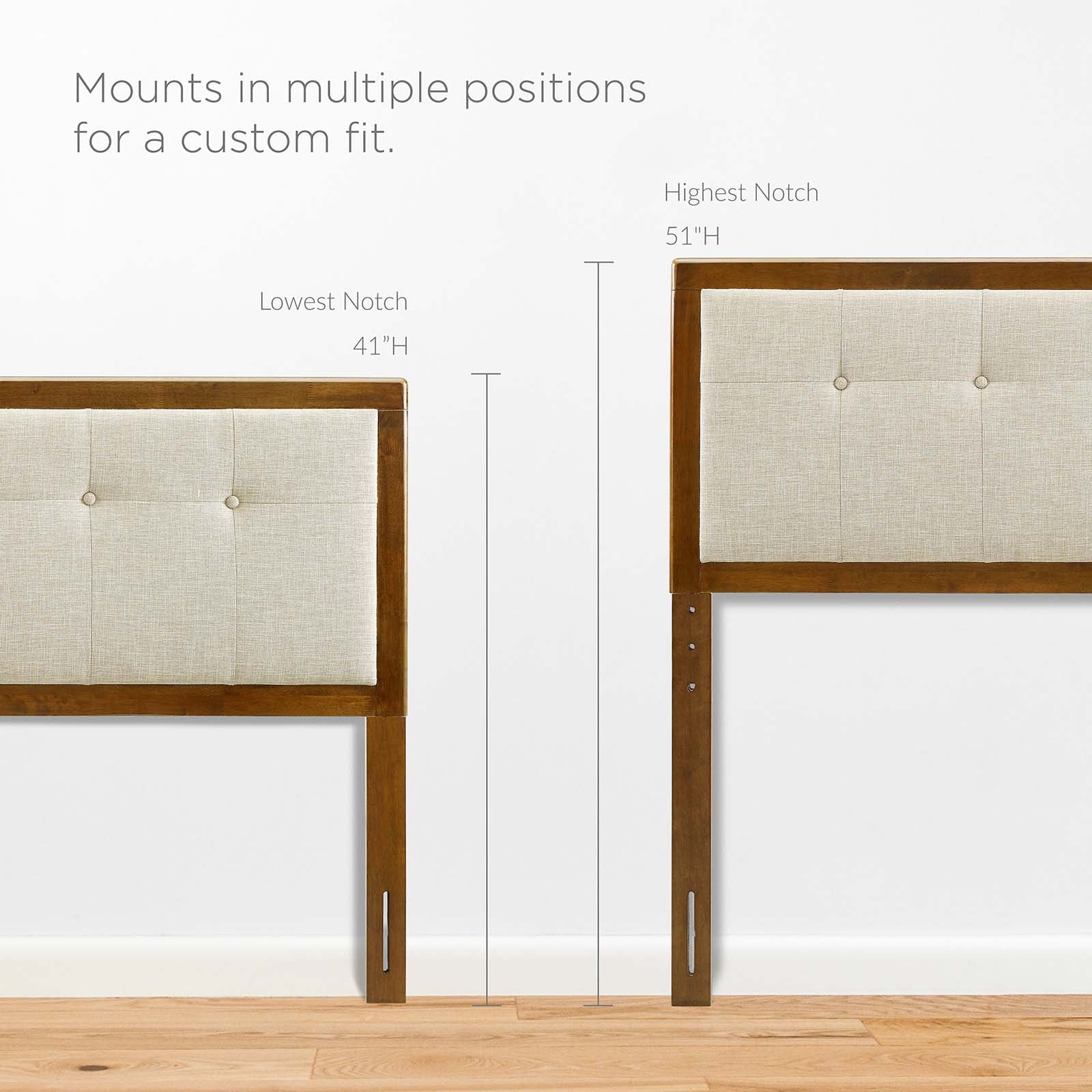 Modway Draper Tufted Queen Fabric and Wood Headboard in Walnut/Beige