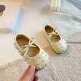 thumbnail image 2 of Viluyesy Girls’ Spring Summer Leather Flat Shoes – Soft Sole Bowknot Pearl Accent Formal Casual Dress Shoes, Breathable Comfortable Design Yellow Size 6.5, 2 of 8