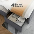 thumbnail image 6 of Yesfashion Queen Bed Frame with 4 Storage Drawers, Velvet Upholstered Platform Bed Frame with Headboard and Wooden Slats Support No Box Spring Needed, 6 of 9