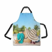 ASHLEIGH Adjustable Bib Apron for Women Men Girls Chef with Pockets Summer Accessory Flip Flop Sandy Beach Novelty Kitchen Apron for Cooking Baking Gardening Pet Grooming Cleaning