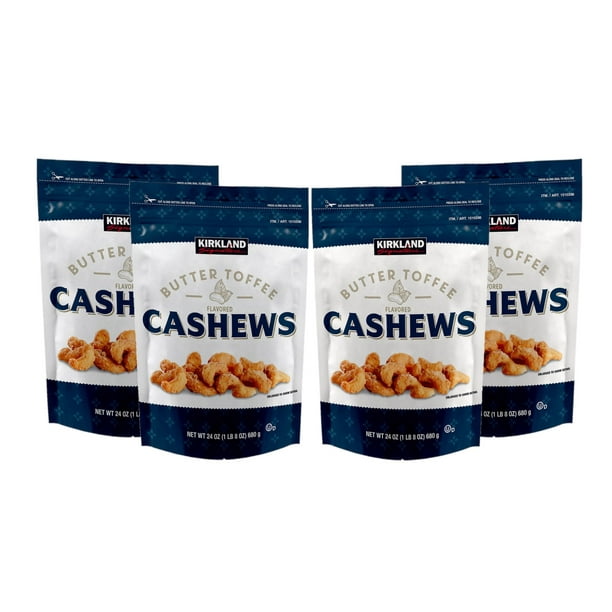4 Pack Kirkland Signature Butter Toffee Cashews, 24 oz