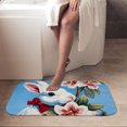 thumbnail image 3 of 1pc White Rabbit with Flowers Absorbent Non-Slip Bathroom Thickened Flannel Rug Decor,Soft,Quick Drying,Suitable For Indoor/outdoor Use,Bathrooms,Bedrooms,Kitchens,Terrace,Laundry Rooms,16"x24", 3 of 9
