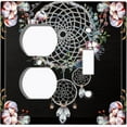thumbnail image 4 of Metal Light Switch Plate Cover Beaded Feather Dreamcatcher Black DRM008, 4 of 13