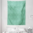 thumbnail image 1 of Mint Tapestry, Vertical Nested Squares Diamond Line Pattern Geometrical Classy Elegant, Wall Hanging for Bedroom Living Room Dorm Decor, 60W X 80L Inches, White Almond Green Mint, by Ambesonne, 1 of 2