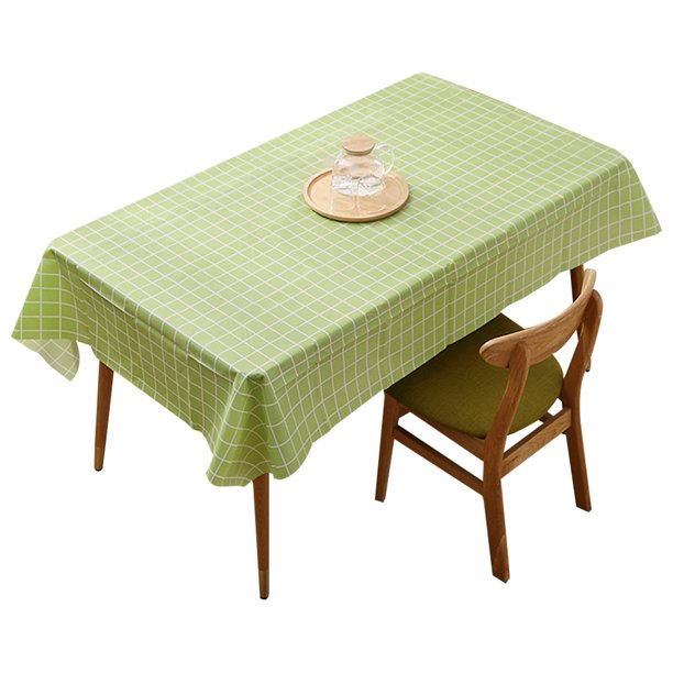 Mantel rectangular de 5 piezas, mantel de plástico a cuadros impermeable, manteles a prueba de aceite para comedor/fiesta - verde