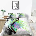 thumbnail image 1 of White Background Home Bed Clothes Colorful Wolf Painting Bedding Cover Suit With Pillowcase 3D Printed,Full (80"x90"), 1 of 4