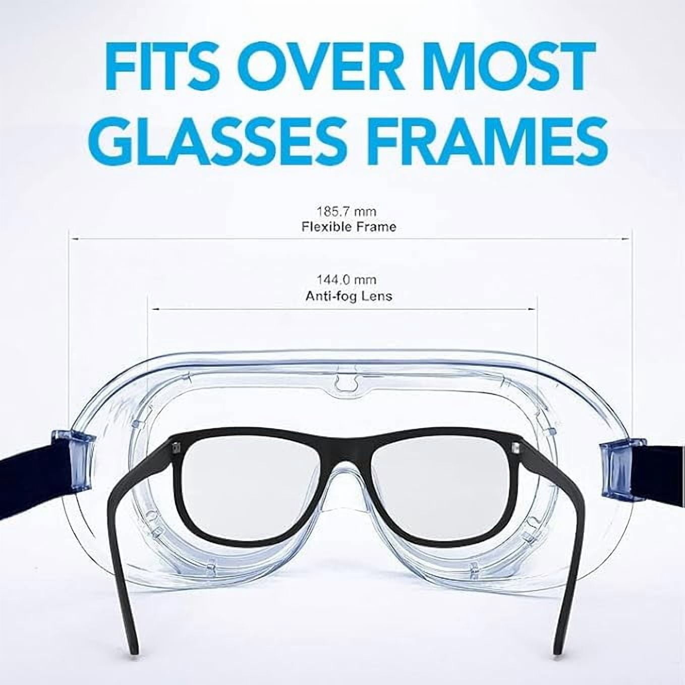 10 PACK Safety Goggles with Clear Anti-Fog Lens, Soft PVC Frame, Individual Headband Adjustment, 180 Degree Field of View