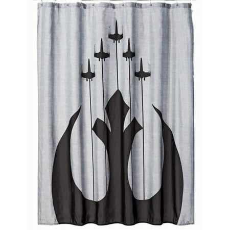 Star Wars X Wing Starfighter Rebellion Symbol Shower Curtain Gray